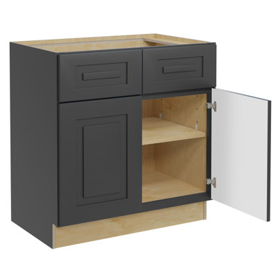 Gallery Express Ellison Plywood Assembled 33 in W X 21 in D X 34.5 in H Vanity Depth Base Kitchen Cabinet with Drawers in Onyx