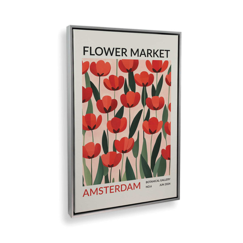Amsterdam Flower Market I, Cadre flottant en chrome poli, H 36,75 po x l 24,75 po