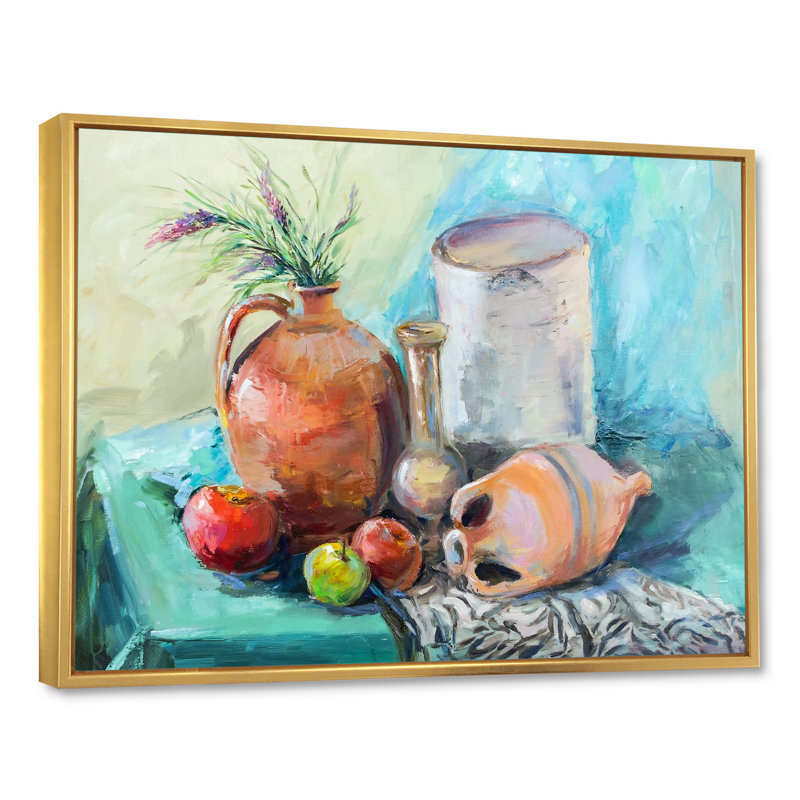 Fleurs et fruits Impressionnisme 8, H 36 po x l 24 po x P 1 po, Cadre flottant doré