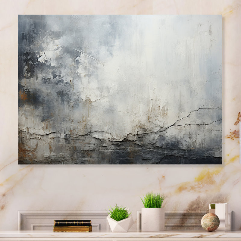 «Gray and White Stone River II», impression murale abstraite en métal MT137340, H 30 po x l 40 po x P 1,5 po