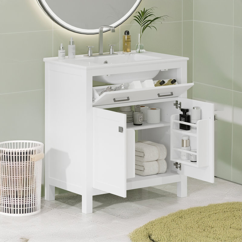 Meuble-lavabo 30 po avec lavabo en céramique, Blanc