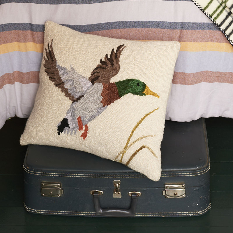 Camp Wandawega Mallard Wool Hook Throw Pillow