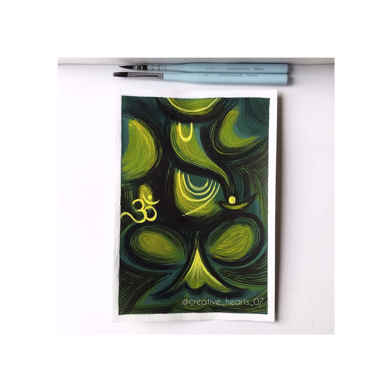 Peinture abstraite de Ganesha | Couleur gouache | Par Manisha
