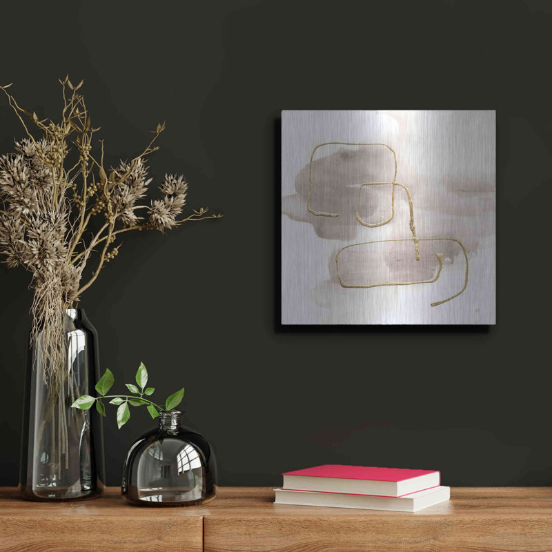 Brayden Studio® «Warm Grey Gold I» par Chris Paschke, art mural en métal, H 12 po x l 12 po