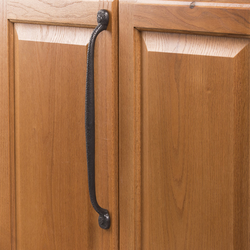Refined Rustic Collection Handle Pull - 12" Center to Center Cabinet Pull Black Iron - Craftsman Hardware for Drawers & Cabinets