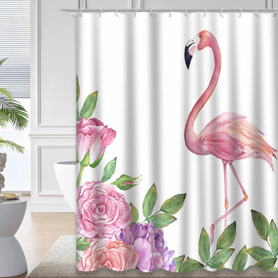 Aquarelle, fleurs, flamant rose, voeux, invitation, animal avec 12 crochets