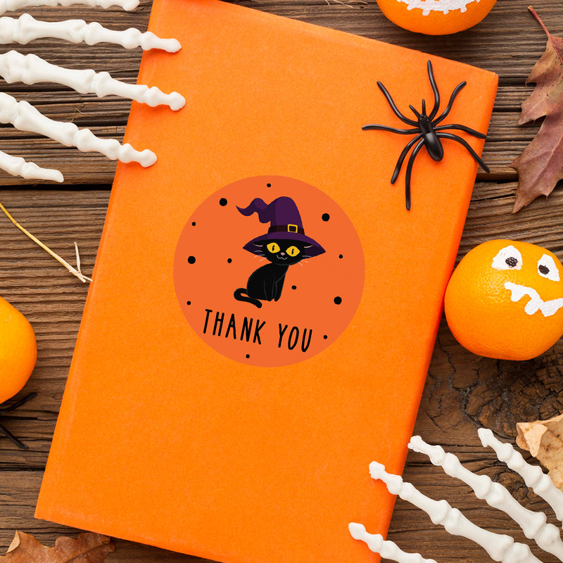 «Thank You», chat noir, joyeux Halloween, autocollants
