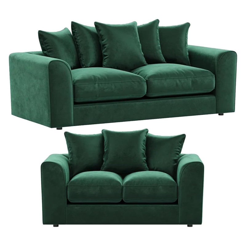 5 Seater Velvet Sofa, Green