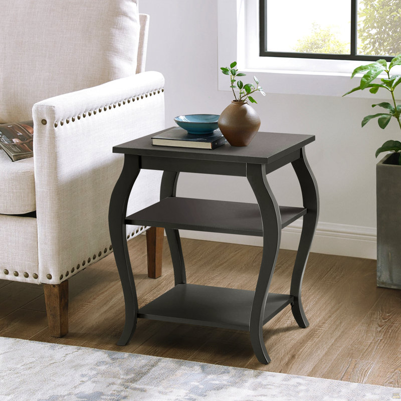 Black 2-Shelf End Table
