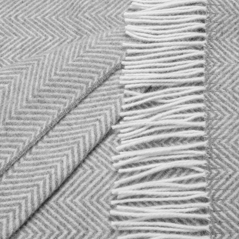 Merino Wool Blanket Gurekam, White/Gray