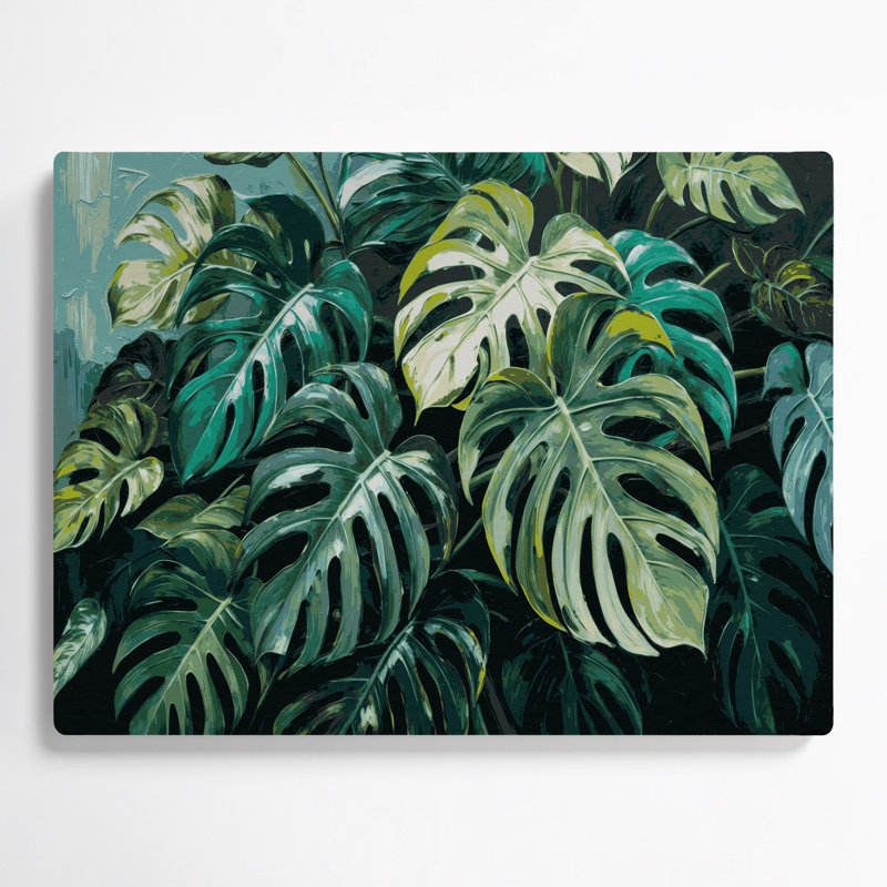 Art mural botanique en métal bleu Monstera Deliciosa, H 11 po x l 14 po