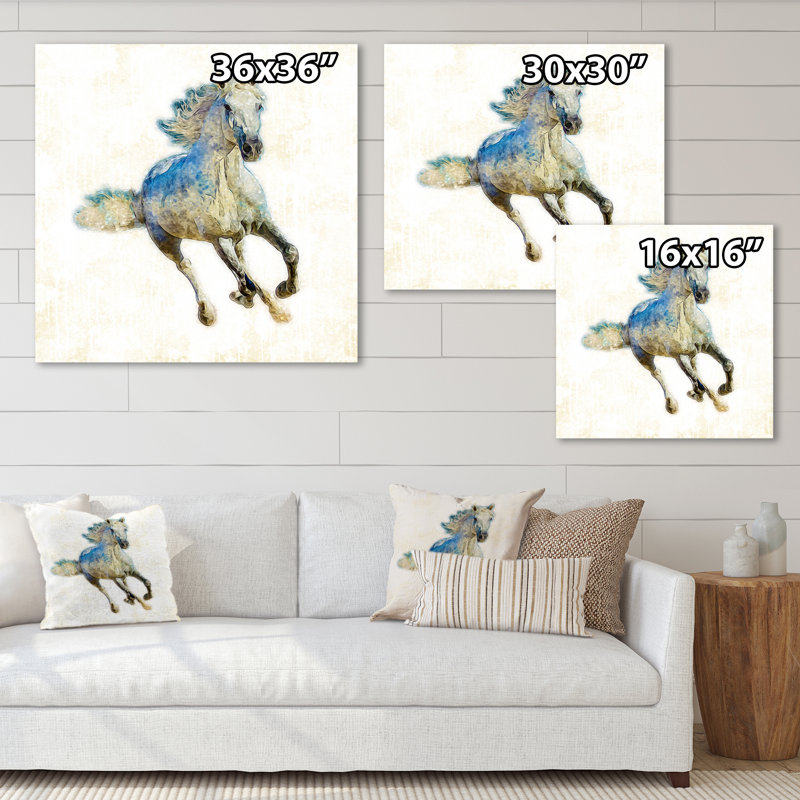 Cheval coloré avec paysage intérieur - peinture sur toile, H 36 po x l 36 po x P 1 po, Toile tendue