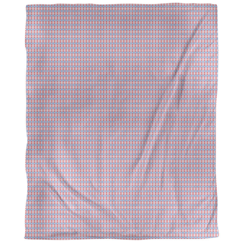 Tissu en losanges à lignes de fêtes, Rouge / Bleu, L 56 po x l 36 po, Coton peigné de base