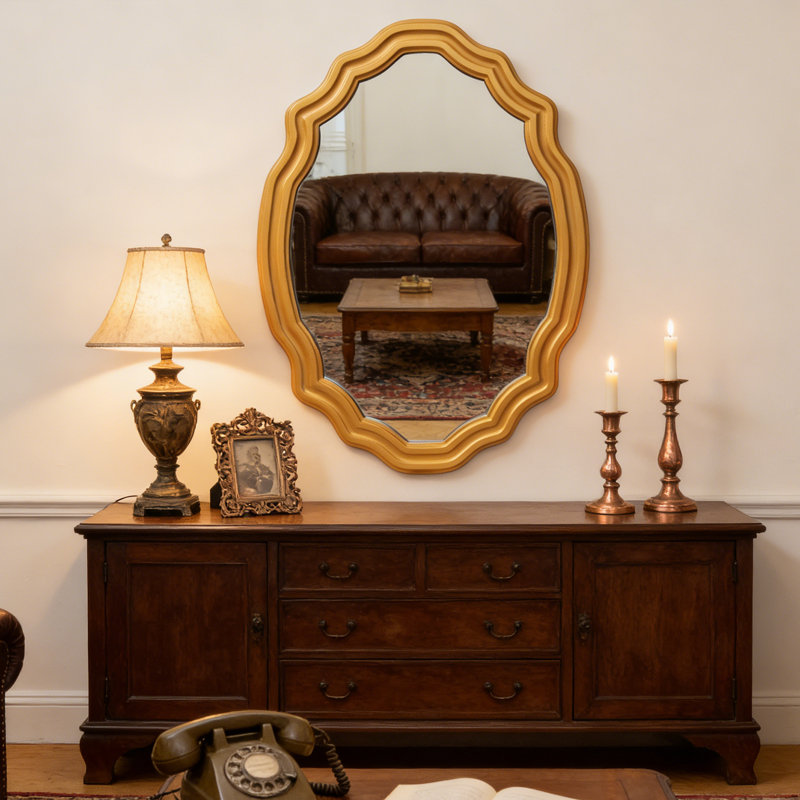Paulownia Wood Decorative Wall Mirror