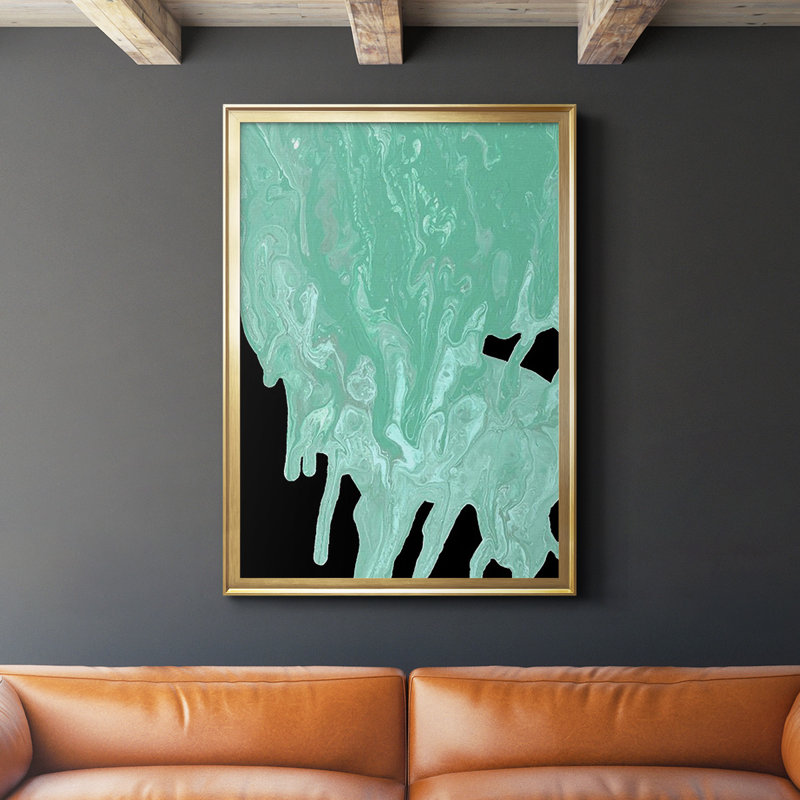 Bleu sarcelle Cascade I - reproduction de cadre photo, H 42,5 po x l 30,5 po x P 1 po, Or