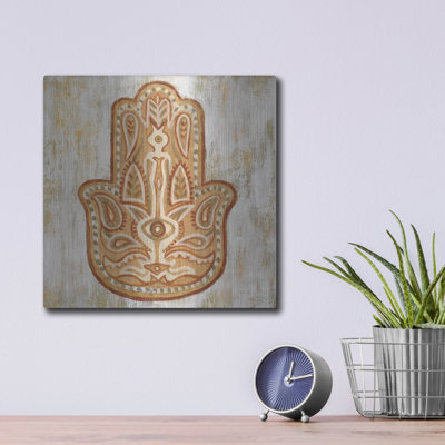 Art mural luxueux «Hamsa» par Silvia Vassileva, 12 po x 12 po