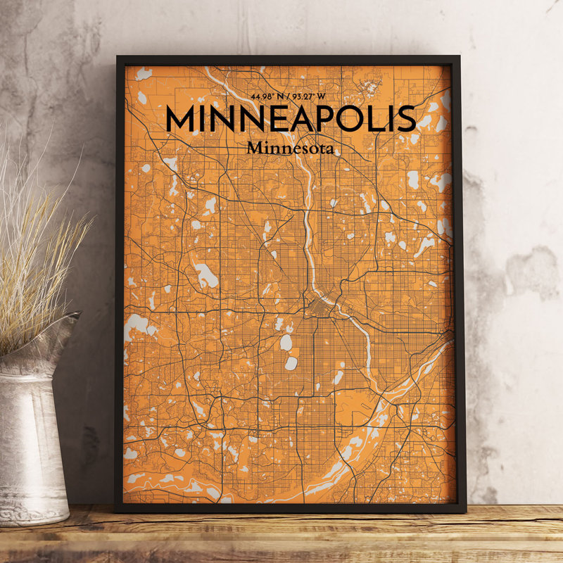 « minneapolis »-impression d’art graphique sans cadre sur papier, H 17 po x l 11 po x P 0,05 po