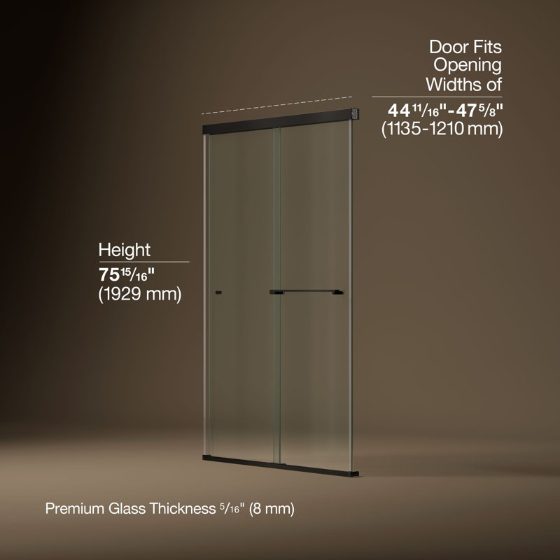 Revel 47.63" x 76" Double Sliding Shower Door with CleanCoat® Technology, Anodized Dark Bronze