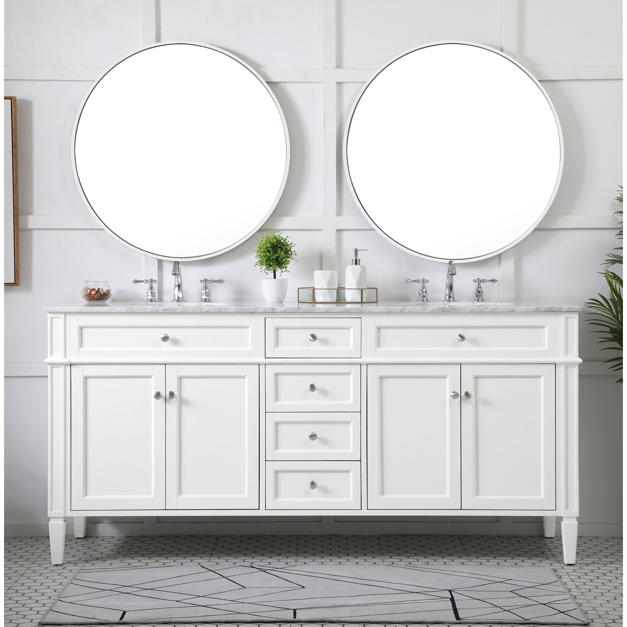 Rivers 72'' Double Bathroom Vanity, White