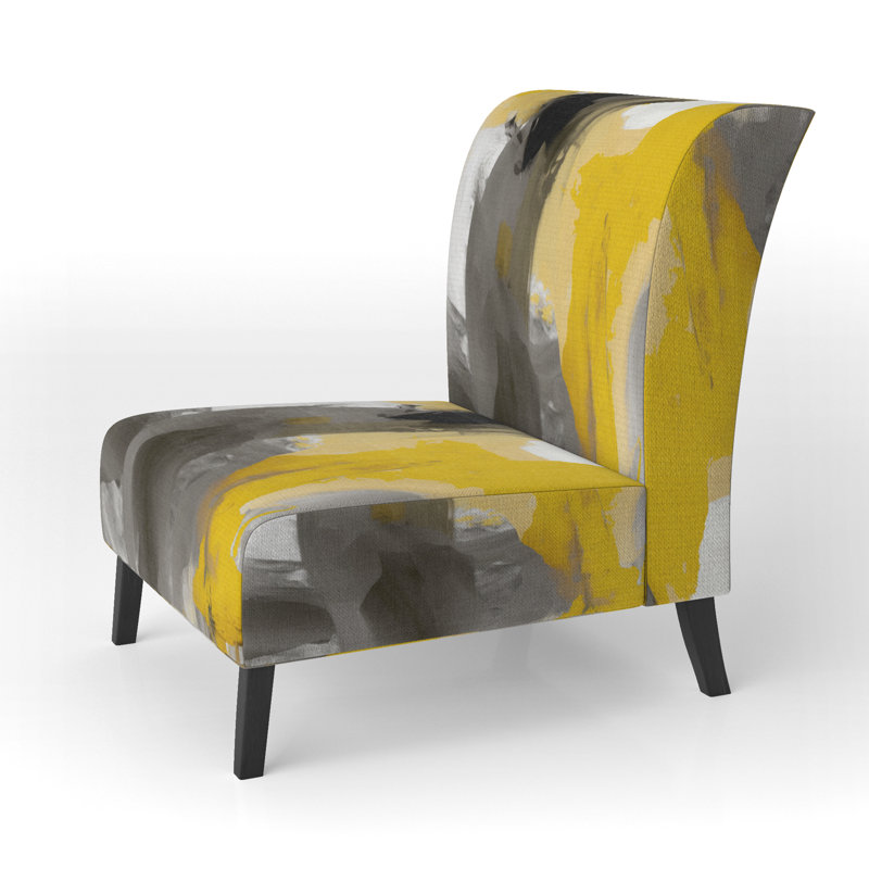 Mustard Yellow And Vivid Gray II - Upholstered Wide Slipper Chair
