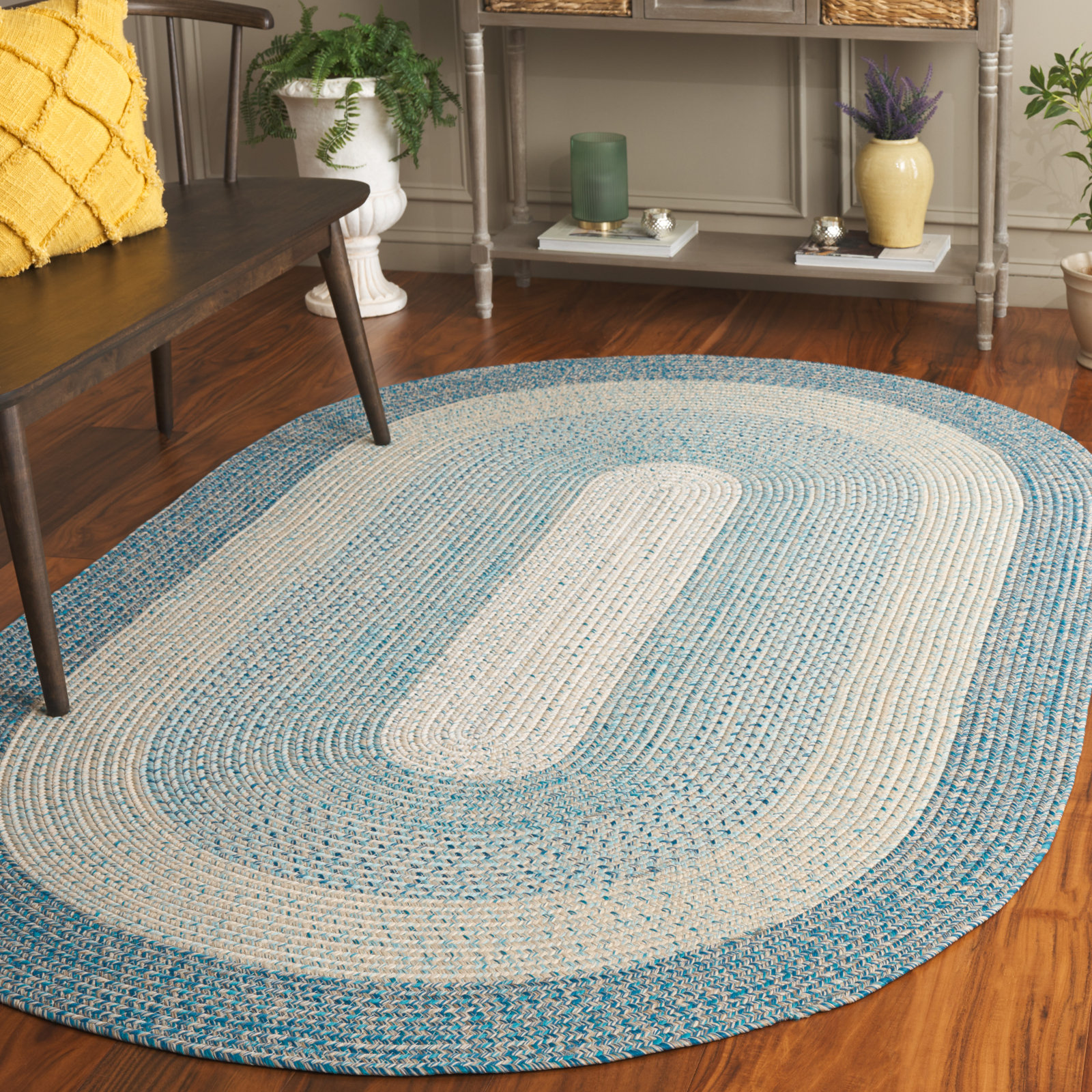 Washable Hand-Woven Chevron Rug, Oval 5' x 8'