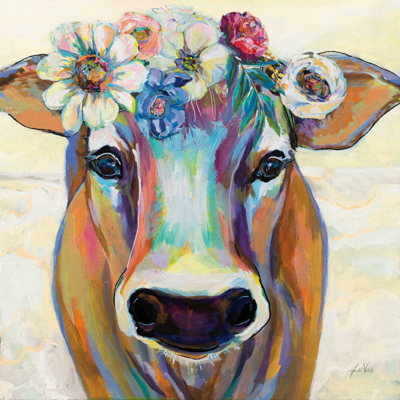 «Beau with Flowers» par Jeanette Vertentes, H 12 po x l 12 po, Non, Toile tendue
