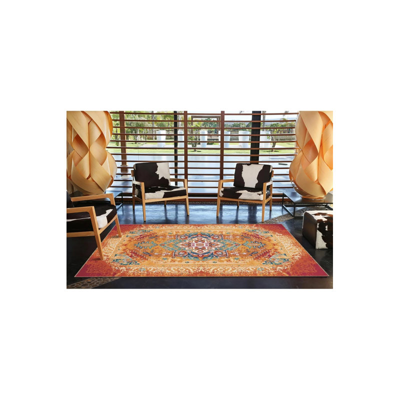 Tapis traditionnel lavable tissé avec motif Siesta, Tapis de couloir 2 pi 6 po x 9 pi 11 po