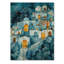 Village mexicain de nuit II - art mural en bois sur bois de pin naturel-1182864116