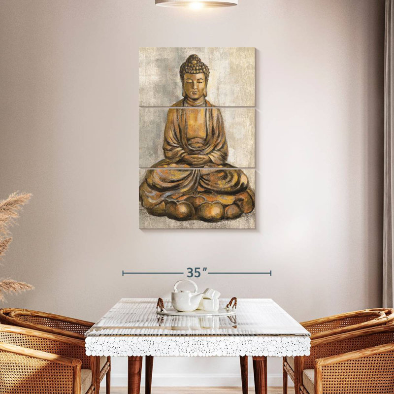 Bouddha en bronze Leisha, H 38 po x l 24 po