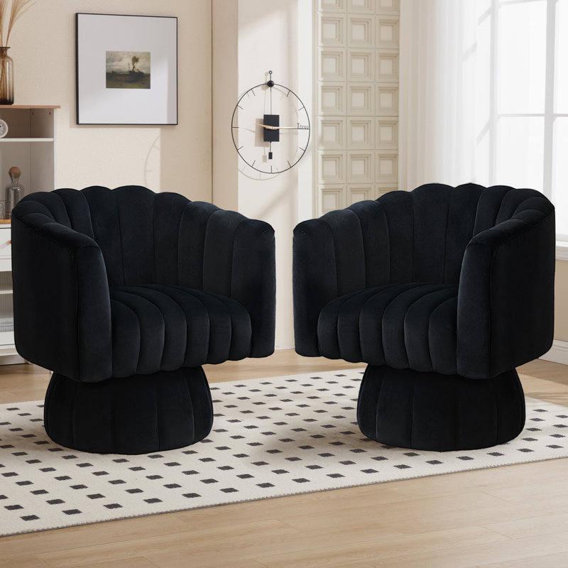 Fauteuil demi-tonneau pivotant 28 po, Velours noir