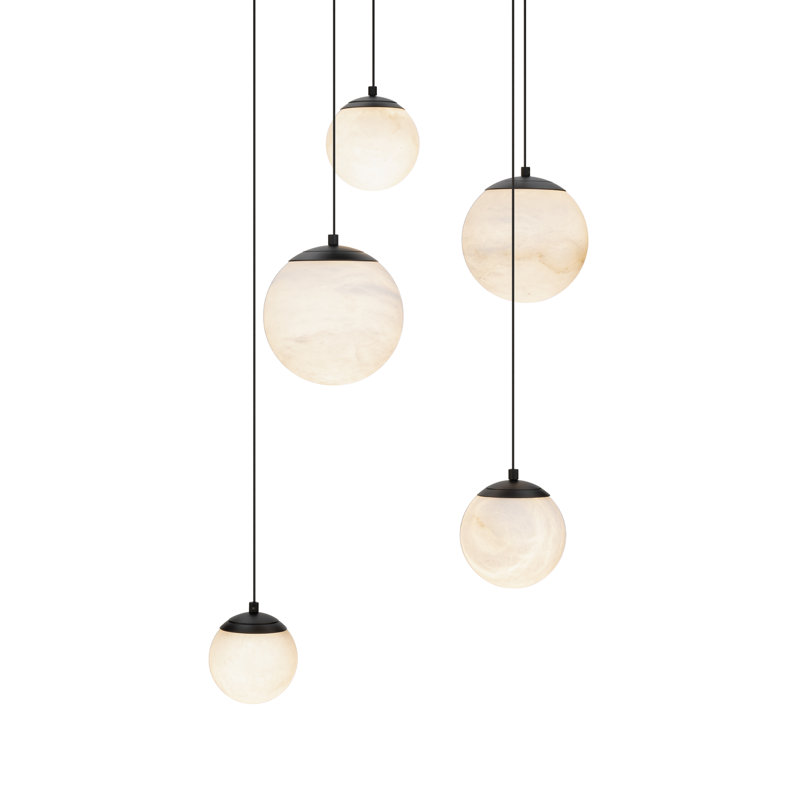 Pisces - Light LED Cluster Pendant, Black, 5.38" H x 17" W x 17" D, 5