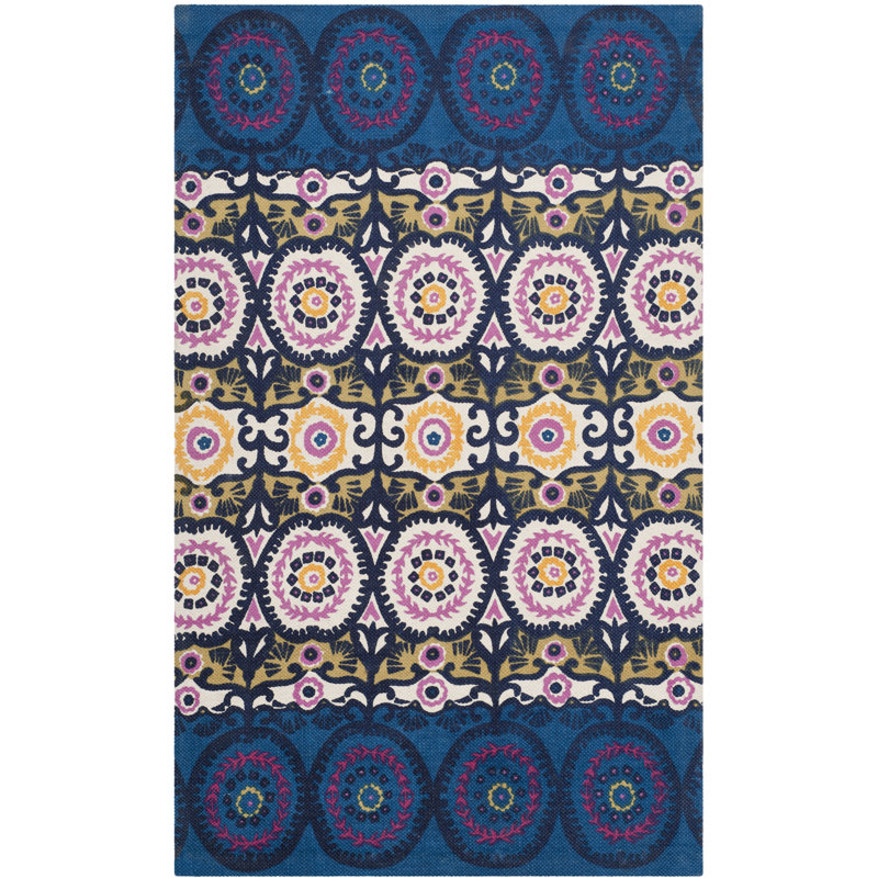  tapis Bleu Et Rose Allison, Rectangle 2 pi 3 po x 3 pi 9 po