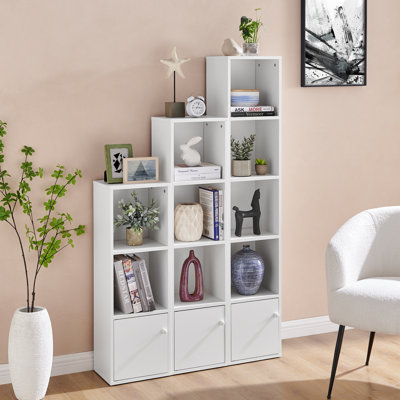 Ensemble de bibliothèque modulaire 3 pièces avec rangement Antonino