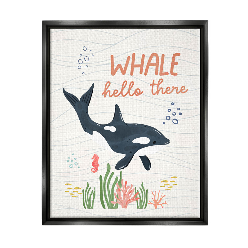 «Whale Hello There Orca», art giclée par Nina Blue, H 14 po x l 11 po x P 1,5 po, Giclée encadrée noir minuit