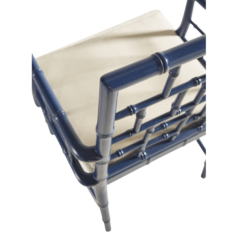 Chaise avec accoudoirs à dossier échelle Shantice, Bleu