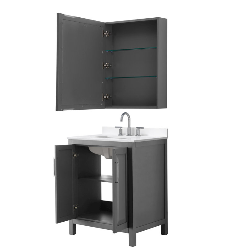 Daria 30'' W Vanity, Gray, Polished Chrome, Giotto Quartz