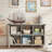 6 Cube Bookcase, Farmhouse Wood Low Storage Organizer Book Shelf, 47" Horizontal Navy Console Bookshelf With Legs, Hallway Book Case For Entryway, Display Cabinet For Living Room, Office-19013273-33435132