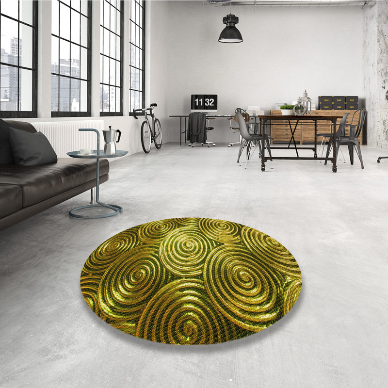 Tapis géométrique doré, Rond 5 pi