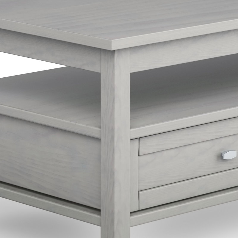 Fog Gray Solid Wood Coffee Table with Storage