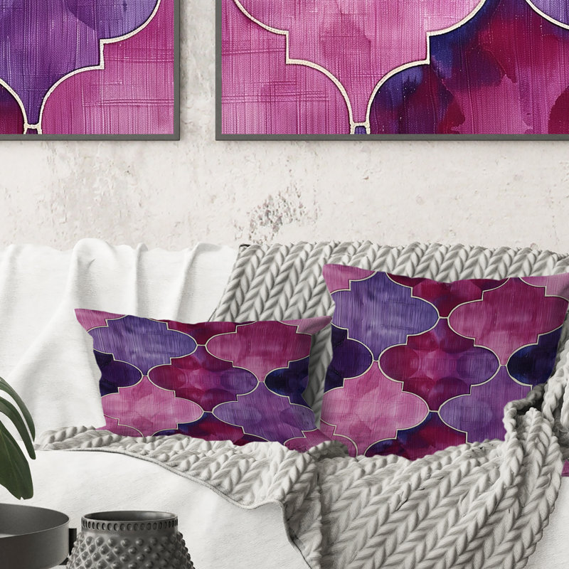 Coussin Magenta Quatrefoil Glam V - Transitional, H 16 po x l 16 po