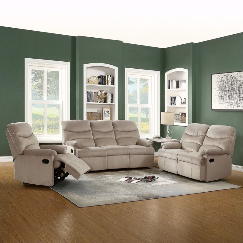 Everrett Upholstered Recliner, Light Brown Velvet, Manual - Handle / Lever