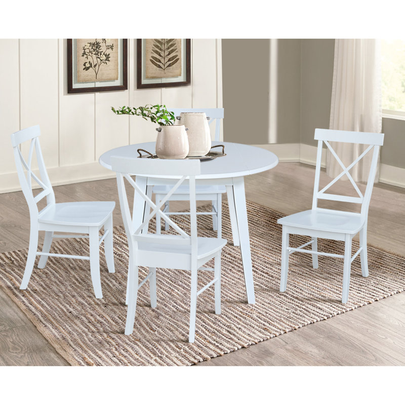 Ensemble de salle à manger Kaylam, Blanc, 5 pièces: table, 4 chaises