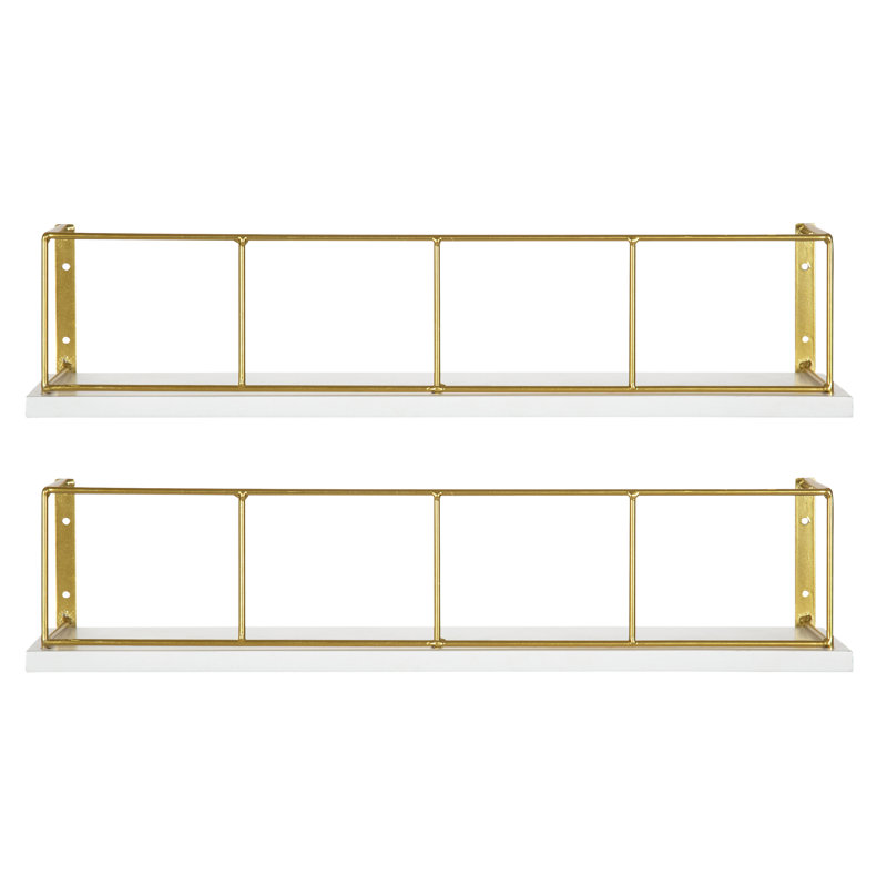 Ensemble de 2 tablettes murales en bois et métal Cazeau