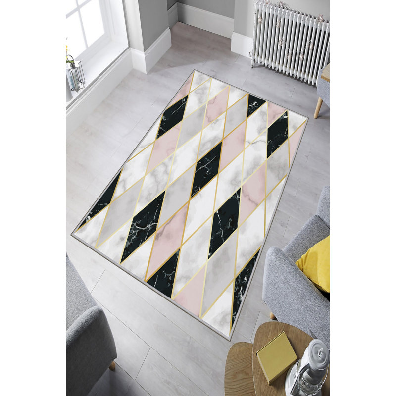 Soft Hall Carpet 2.6 x 4.9 Feet | 100% Polyester, 0.04 in Pile Height | Antibacterial, Non-Slip Underside | Woven with 3D Digital Printing | Machine Washable | Durable & Stylish for Entryways & Living Rooms