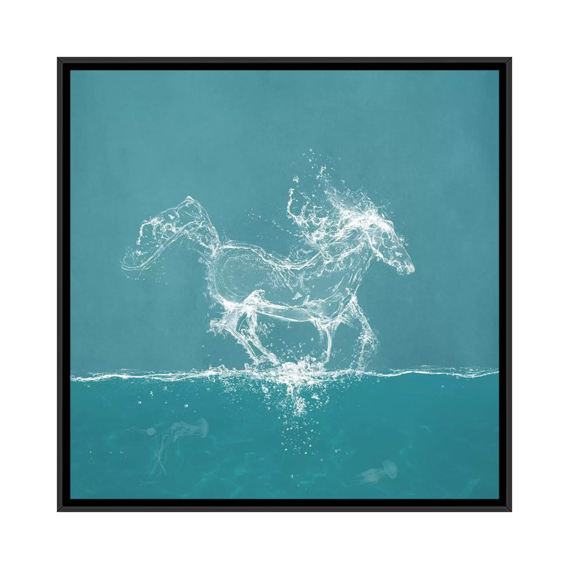 «Water Horse», impression sur toile, H 18 po x l 18 po x P 1,5 po, Pas de tapis, Toile avec cadre noir