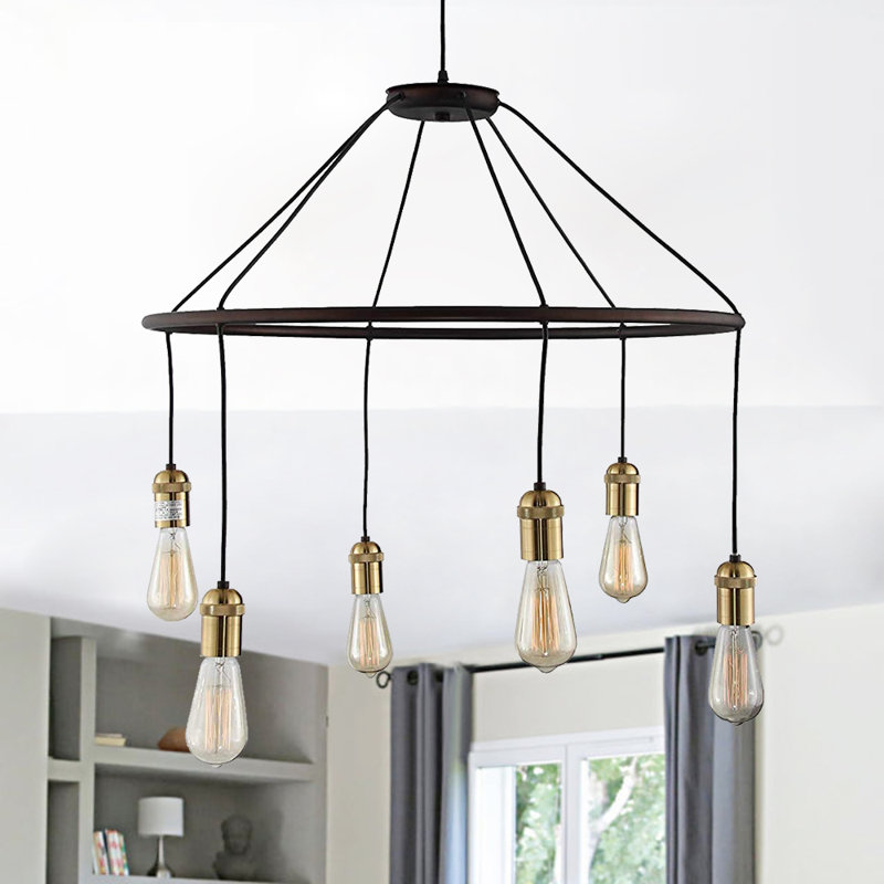Lustre cascade de style rustique 6 lumières Chemane