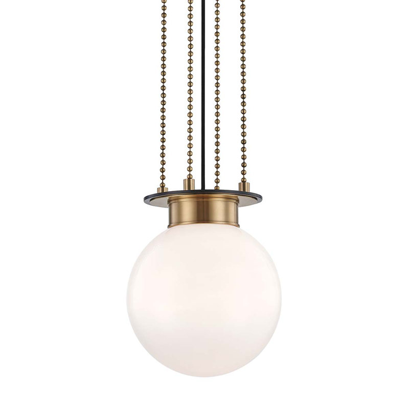 Gunther Pendant Light, Aged Brass, 12.25" H x 11" W x 11" D