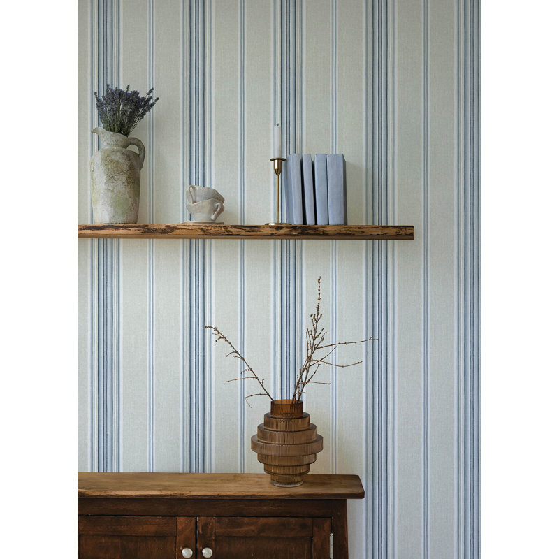 Papier peint à rayures Calvados, Bleu