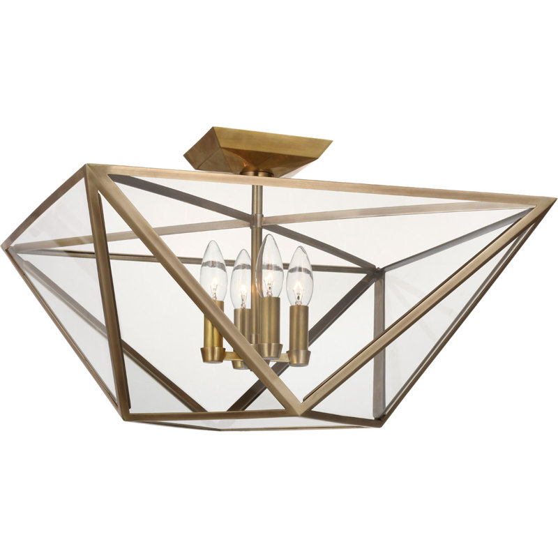 Julie Neill Lorino Large Semi-Flush Mount, Antique Brass, Clear