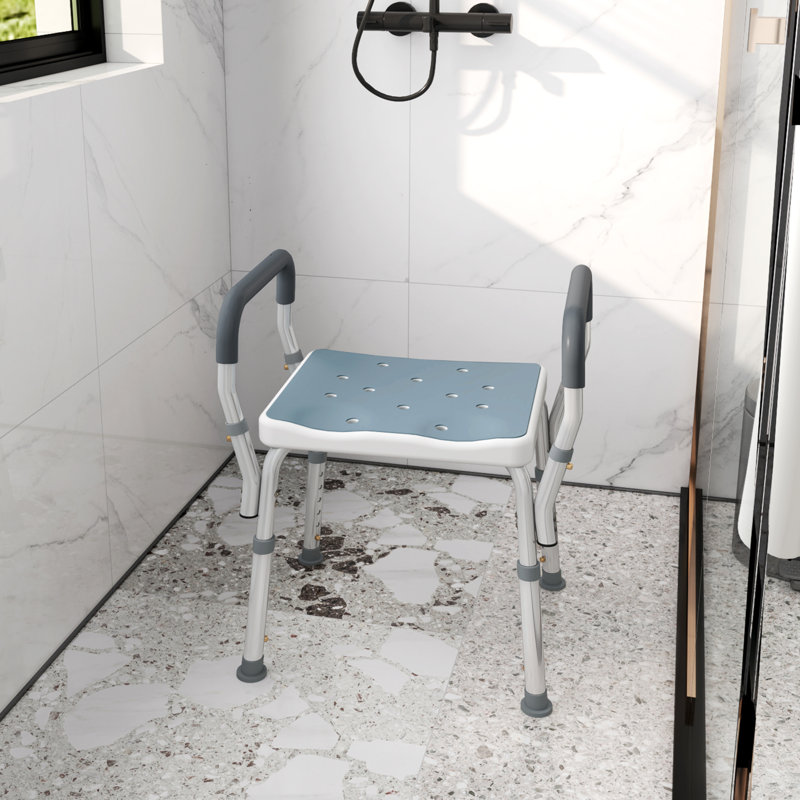 HOMCOM Portable Shower Stool Non-Slip Shower Chair for Elderly Light Blue